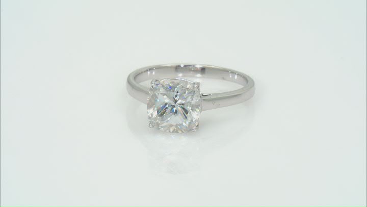 Moissanite Platineve Solitaire Ring 5.02ct DEW Video Thumbnail