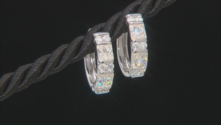 Moissanite platineve hoop earrings 1.08ctw DEW Video Thumbnail