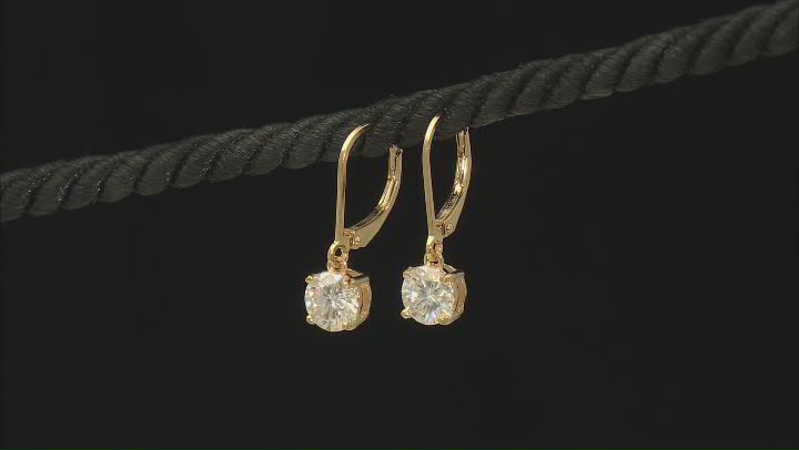Moissanite 14K Yellow Gold Over Silver Set of 2 Pair Solitaire Earrings 4.00ctw DEW Video Thumbnail