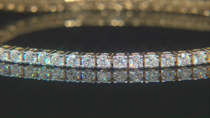 Moissanite 14k yellow gold over sterling silver Tennis Bracelet 3.78ctw DEW. Video Thumbnail