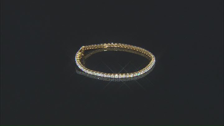 Moissanite 14k yellow gold over sterling silver Tennis Bracelet 3.78ctw DEW. Video Thumbnail