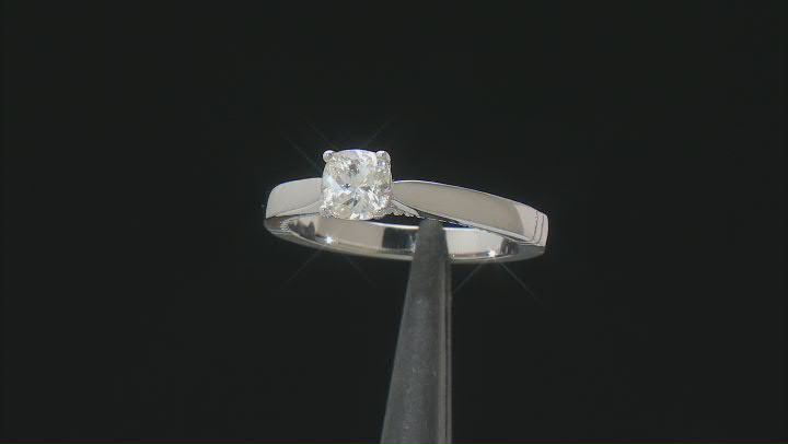 Moissanite Platineve Solitaire Ring .80ct DEW Video Thumbnail