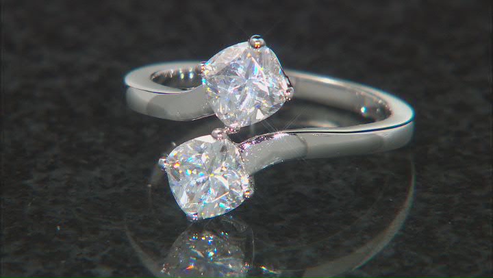 Moissanite Platineve Two Stone Bypass Ring 1.60ctw DEW Video Thumbnail