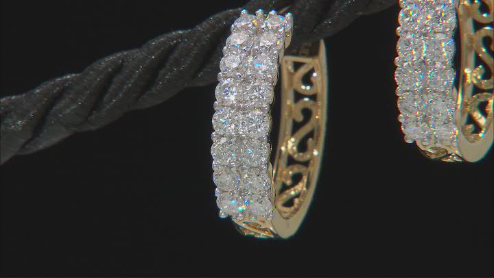 Moissanite 14k Yellow Gold Over Silver Hoop Earrings 1.92ctw DEW Video Thumbnail