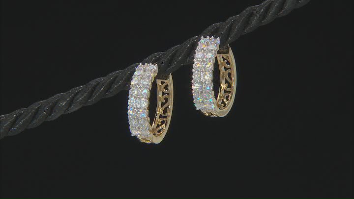 Moissanite 14k Yellow Gold Over Silver Hoop Earrings 1.92ctw DEW Video Thumbnail