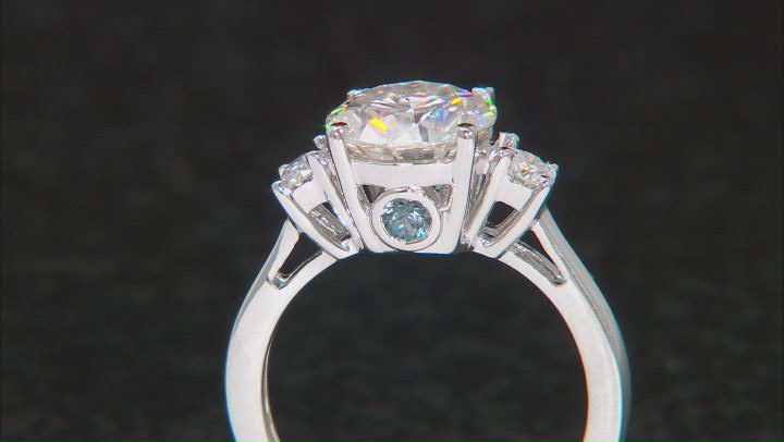 Moissanite And Blue Sapphire Platineve Engagement Ring 2.40ctw DEW Video Thumbnail