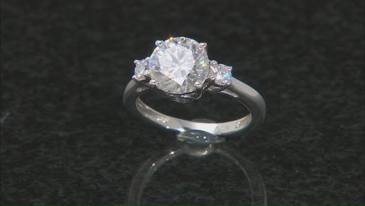 Moissanite And Blue Sapphire Platineve Engagement Ring 2.40ctw DEW Video Thumbnail