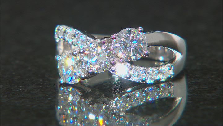 Moissanite Platineve Crossover Ring 2.20ctw DEW Video Thumbnail