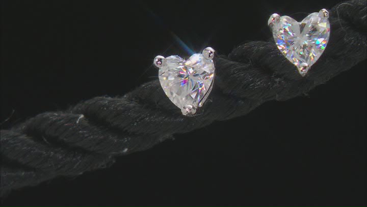 Moissanite Platineve Heart Shape Stud Earrings .46ctw DEW Video Thumbnail