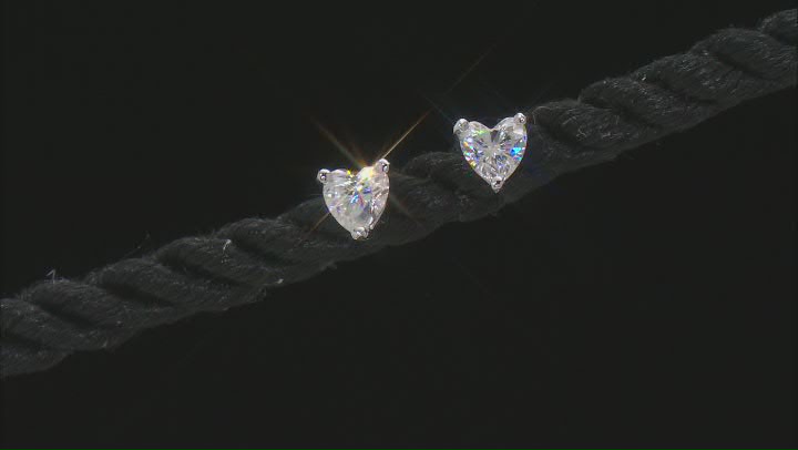 Moissanite Platineve Heart Shape Stud Earrings .46ctw DEW Video Thumbnail