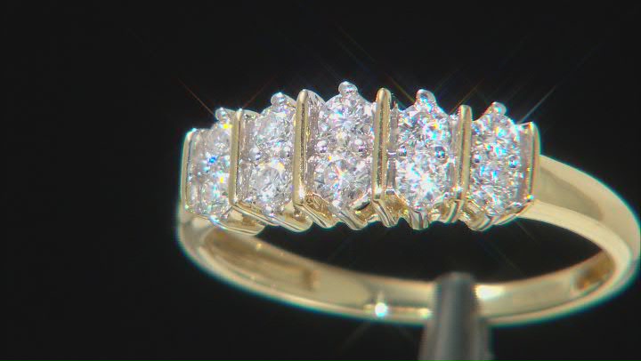 Moissanite 14k Yellow Gold Over Silver Pyramid Ring .48ctw DEW Video Thumbnail