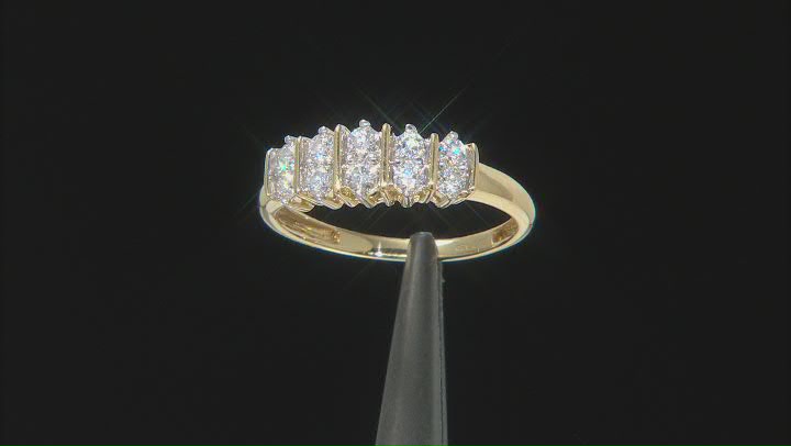 Moissanite 14k Yellow Gold Over Silver Pyramid Ring .48ctw DEW Video Thumbnail