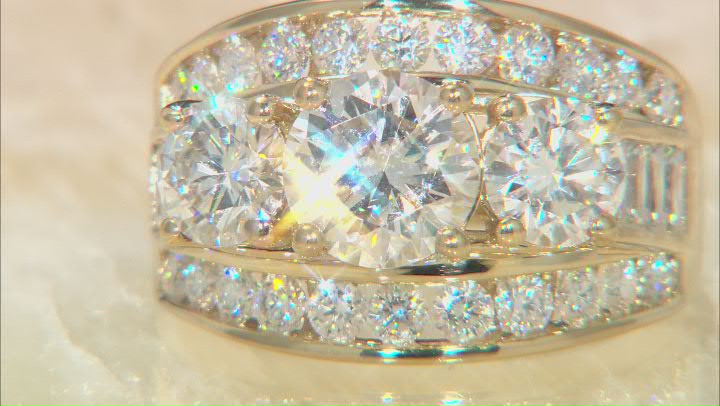Moissanite 14k yellow gold over sterling silver ring 5.46ctw DEW Video Thumbnail