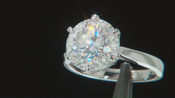 Moissanite platineve solitaire ring 5.67ct DEW Video Thumbnail
