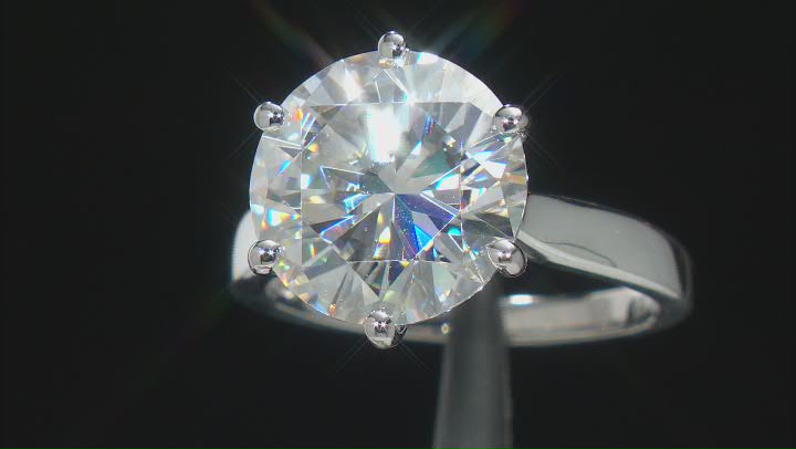 Moissanite platineve solitaire ring 7.75ct DEW Video Thumbnail