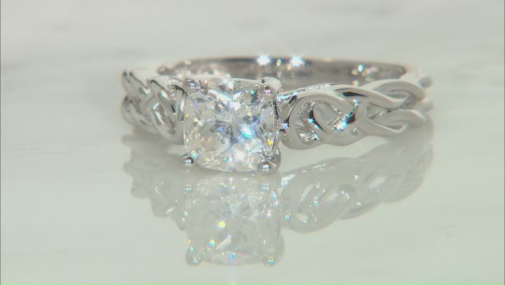 Moissanite platineve solitaire ring 1.30ct DEW Video Thumbnail