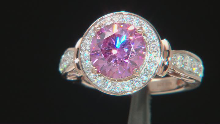 Pink And Colorless Moissanite 14k Rose Gold Over Silver 3.48ctw DEW. Video Thumbnail