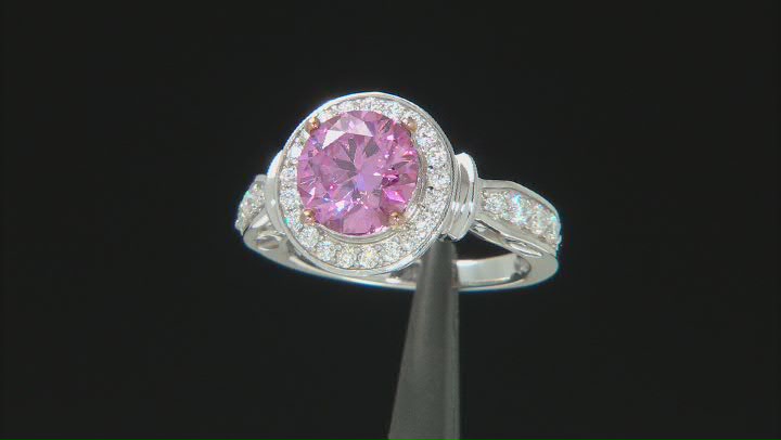 Pink And Colorless Moissanite Platineve  3.48ctw DEW. Video Thumbnail