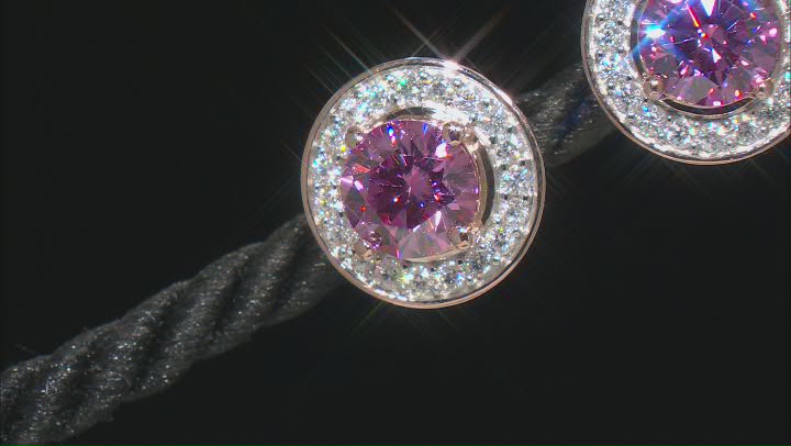Pink And Colorless Moissanite 14k Rose Gold Over Silver 4.56ctw DEW. Video Thumbnail