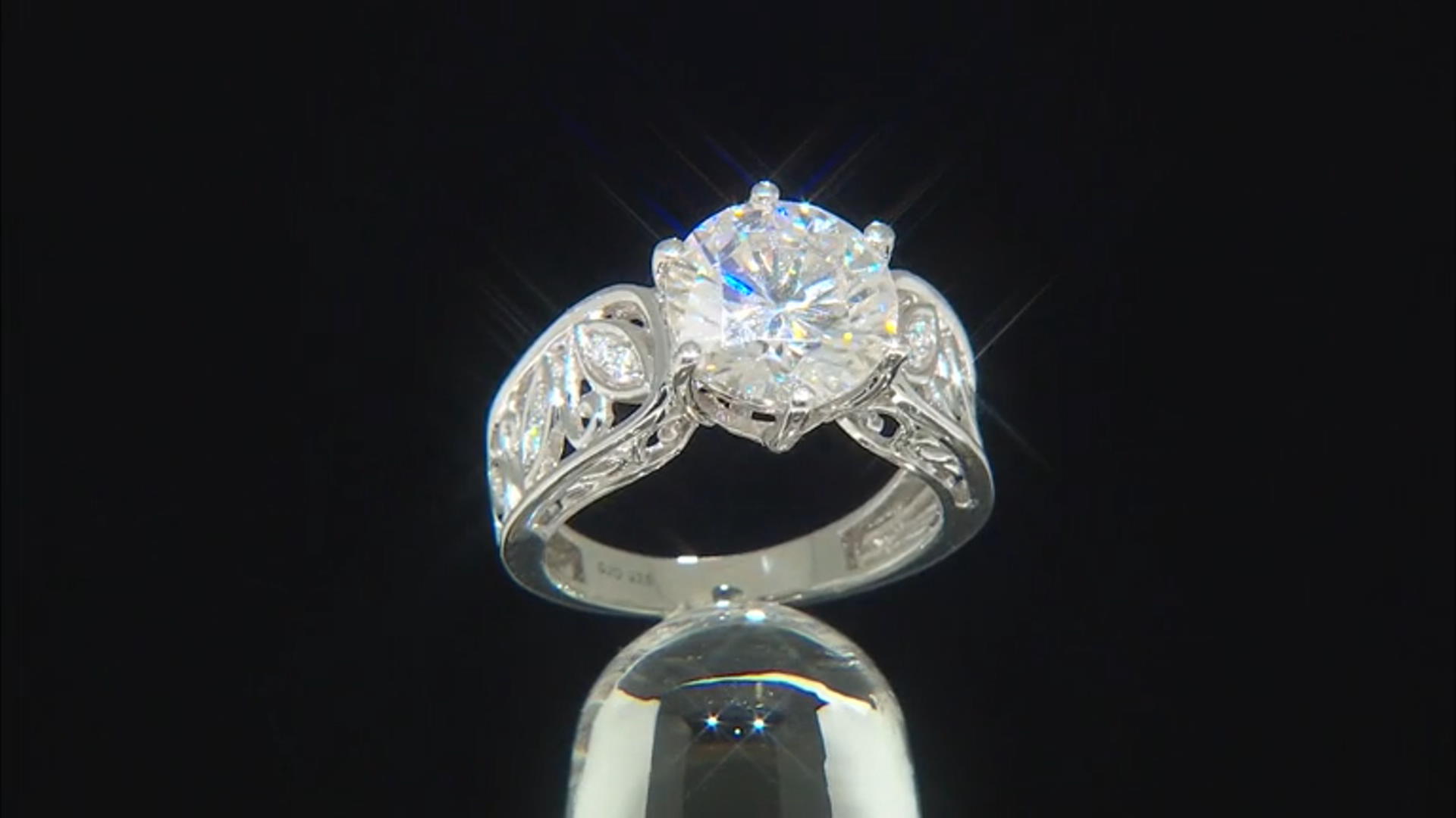 Moissanite Platineve Inferno Cut Engagement Ring 4.23ctw DEW Video Thumbnail