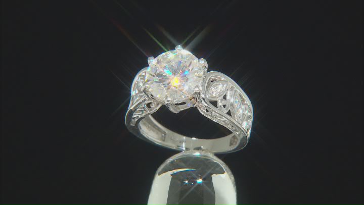 Moissanite Platineve Inferno Cut Engagement Ring 4.23ctw DEW Video Thumbnail