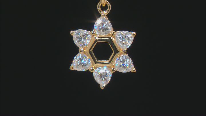 Moissanite 14k yellow gold over sterling silver star pendant .84ctw DEW. Video Thumbnail