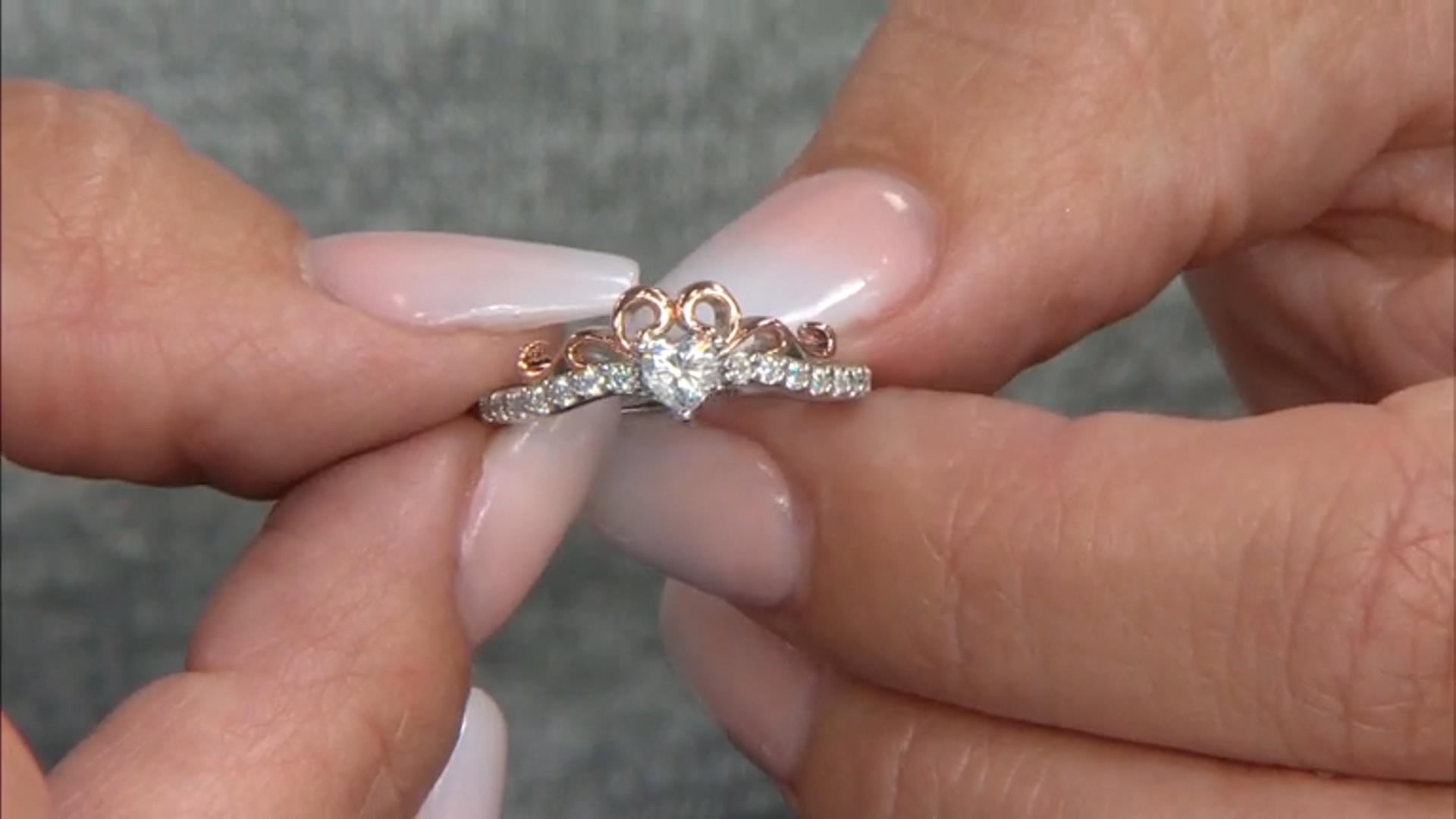 Moissanite platineve two tone promise ring .51ctw DEW Video Thumbnail