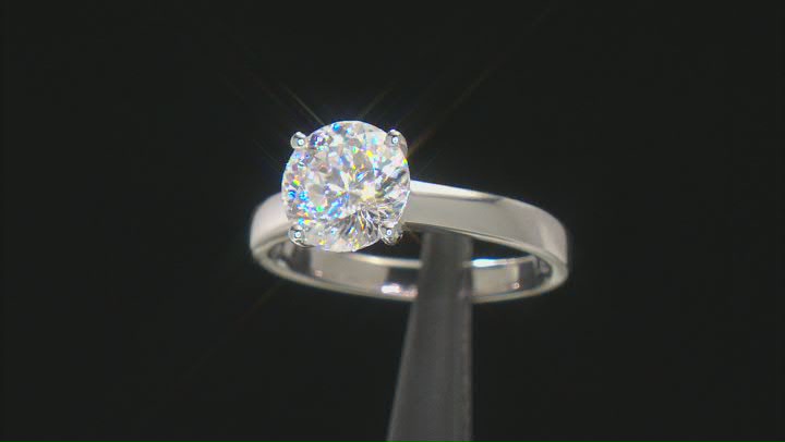 Moissanite Platineve Solitaire Ring 2.20ct DEW. Video Thumbnail