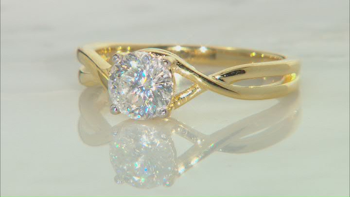 Moissanite 14k Yellow Gold Over Sterling Silver Solitaire Ring 1.20ct DEW. Video Thumbnail