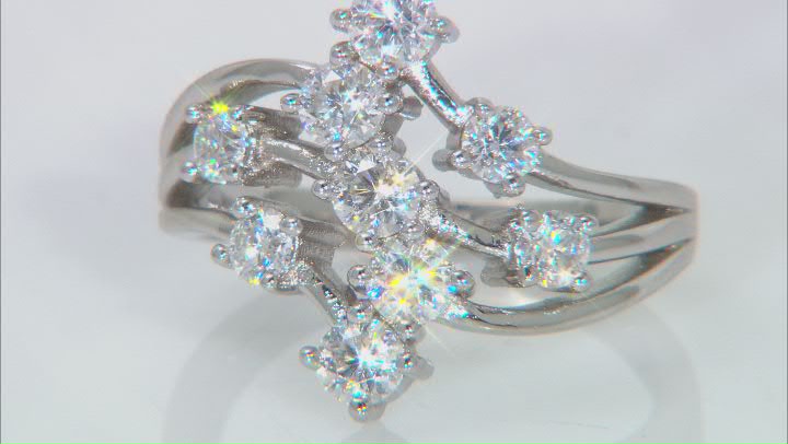Moissanite platineve cluster ring 1.20ctw DEW Video Thumbnail
