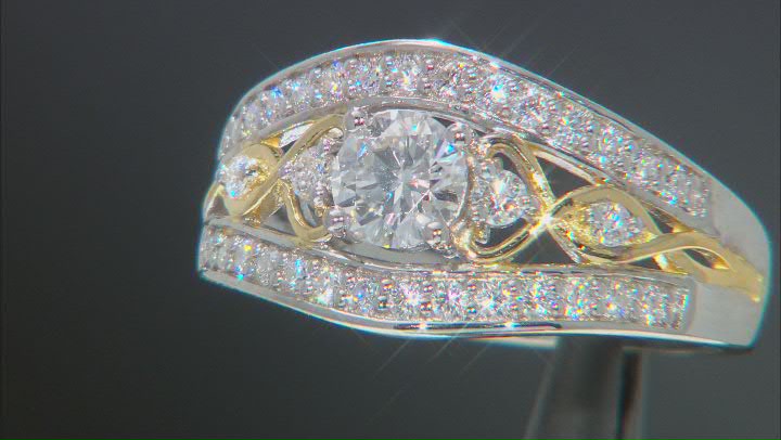 Moissanite platineve and 14k yellow gold over sterling silver two tone ring.88ctw DEW Video Thumbnail