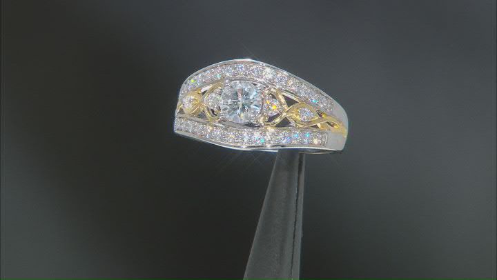 Moissanite platineve and 14k yellow gold over sterling silver two tone ring.88ctw DEW Video Thumbnail