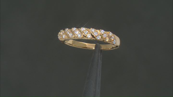 Moissanite 14k yellow gold over sterling silver band  ring .24ctw DEW Video Thumbnail