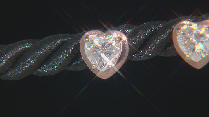 Moissanite 14k Rose Gold Over Sterling Silver Heart  Earrings 1.20ctw DEW Video Thumbnail