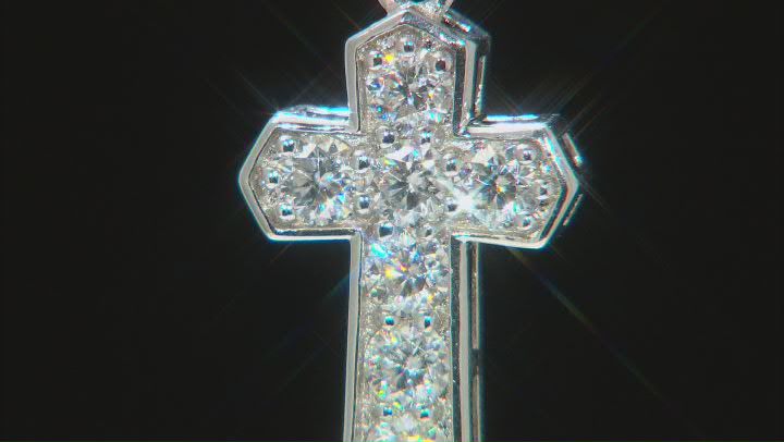 Moissanite Platineve Cross Pendant 1.12ctw DEW Video Thumbnail