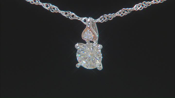 Moissanite platineve and 14k rose gold over sterling silver pendant .83ctw DEW. Video Thumbnail