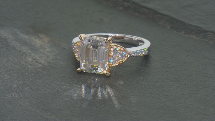 Moissanite platineve and 14k yellow gold over sterling silver 4.15ctw DEW. Video Thumbnail