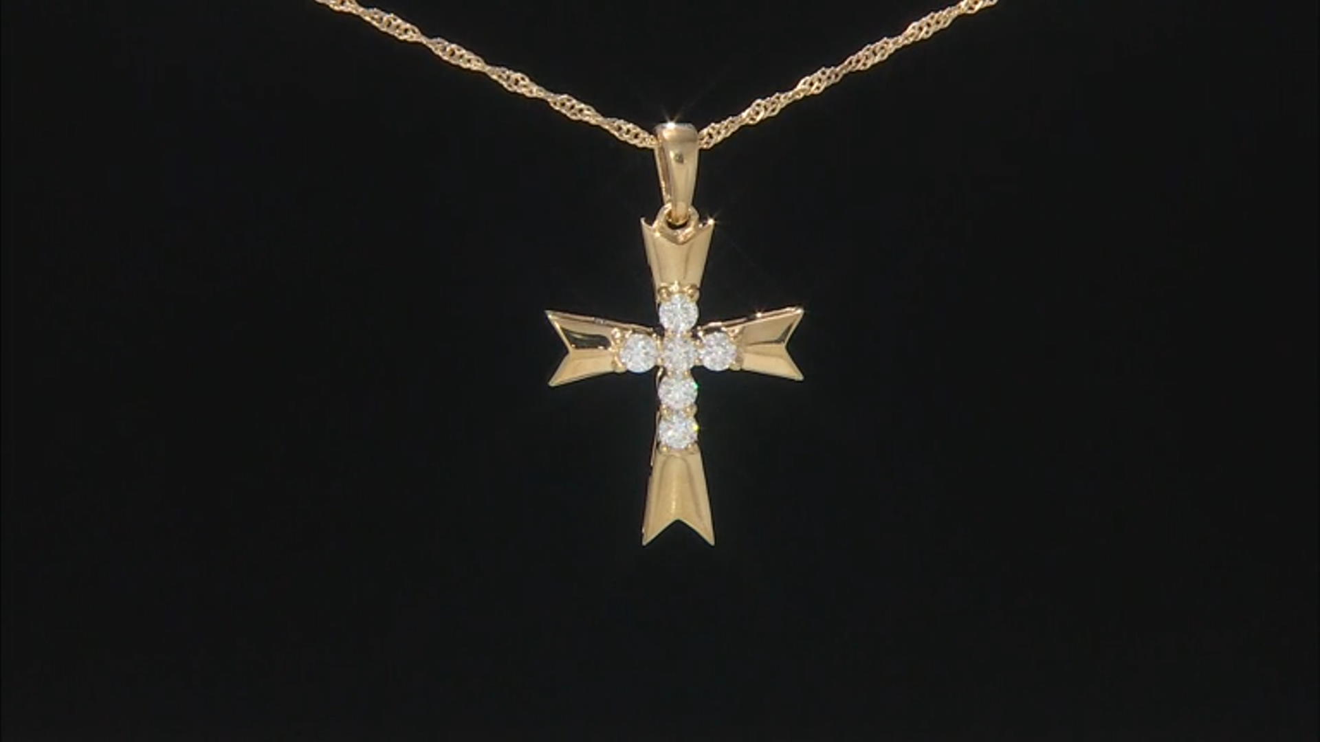 Moissanite 14k Yellow Gold Over Sterling Silver Cross Pendant .60ctw DEW. Video Thumbnail