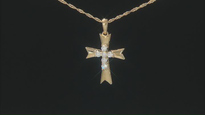 Moissanite 14k Yellow Gold Over Sterling Silver Cross Pendant .60ctw DEW. Video Thumbnail