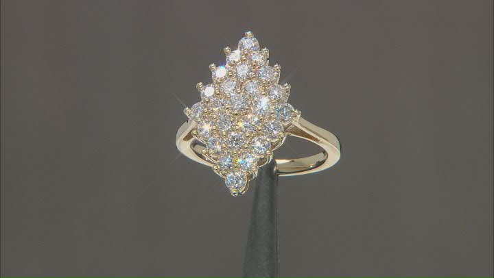 Moissanite 14k Yellow Gold Over Sterling Silver Cluster Ring 1.42ctw DEW. Video Thumbnail