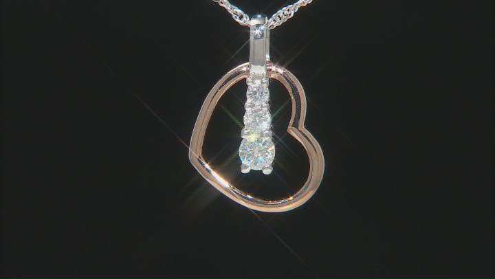 Moissanite Platineve And 14k Rose Gold Over Sterling Silver Heart Pendant .39ctw DEW. Video Thumbnail