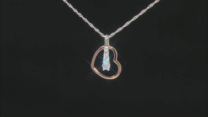 Moissanite Platineve And 14k Rose Gold Over Sterling Silver Heart Pendant .39ctw DEW. Video Thumbnail
