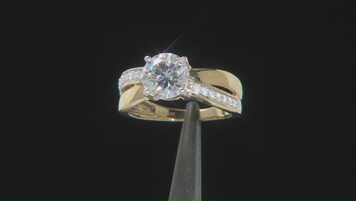 Moissanite 14k Yellow Gold Over Sterling Silver Crossover 2.04ctw DEW. Video Thumbnail