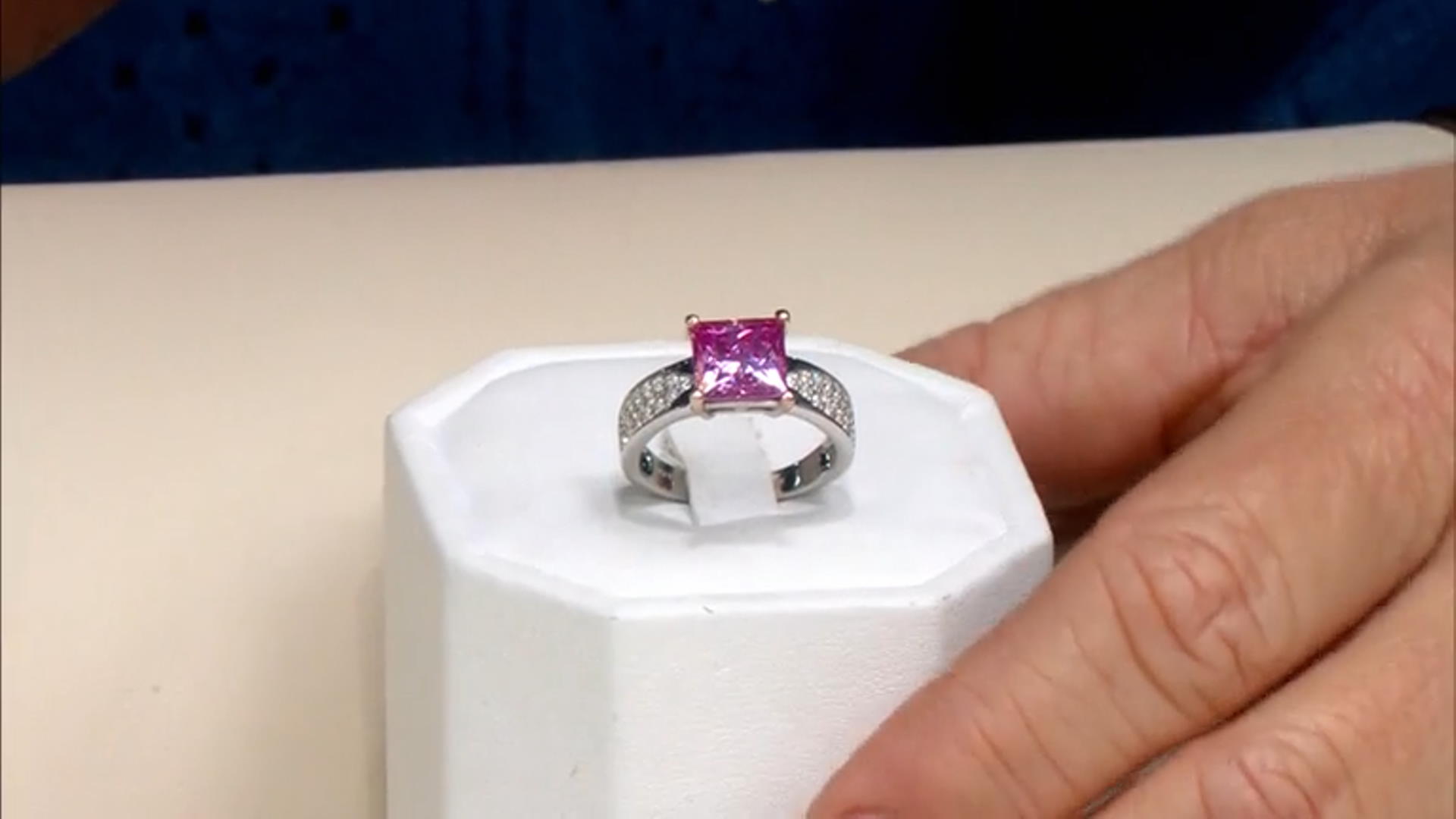 Pink and Colorless Moissanite Platineve Ring 3.54ctw DEW Video Thumbnail