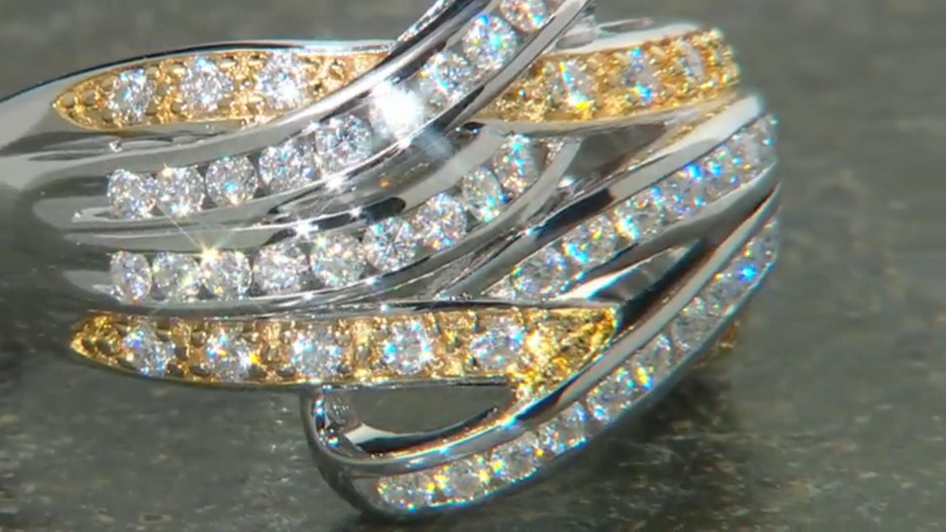 Moissanite Platineve And 14k Yellow Gold Flash Plating Over Silver Ring 1.18ctw DEW. Video Thumbnail