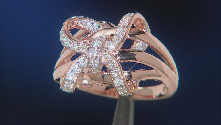 Moissanite 14k Rose Gold Over Sterling Silver Bow Ring .78ctw DEW. Video Thumbnail