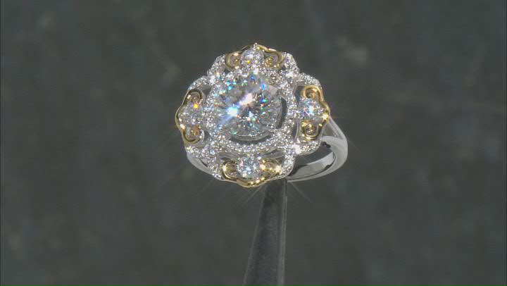 Moissanite Platineve And 14k Yellow Gold Flash Plating Over Silver Ring 4.00ctw DEW Video Thumbnail