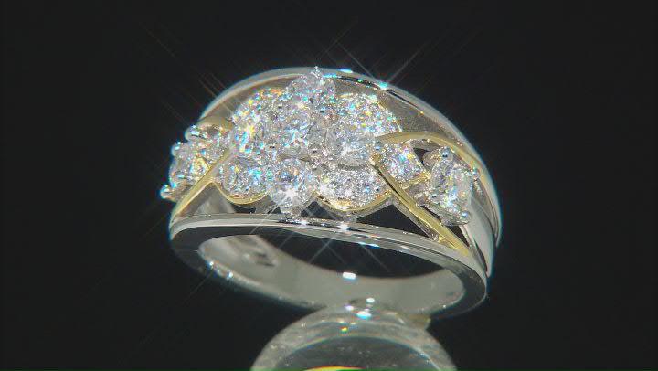 Moissanite Platineve And 14k Yellow Gold Over Silver Ring 1.30ctw DEW Video Thumbnail