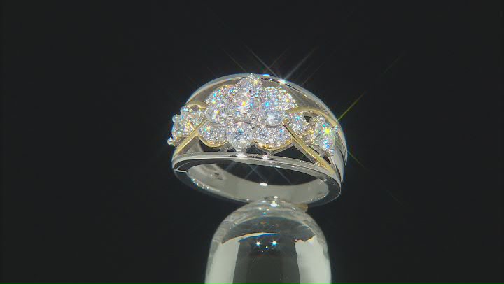Moissanite Platineve And 14k Yellow Gold Over Silver Ring 1.30ctw DEW Video Thumbnail