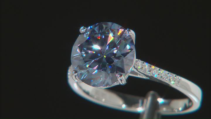Blue and Colorless Moissanite Platineve Ring 4.95ctw DEW. Video Thumbnail